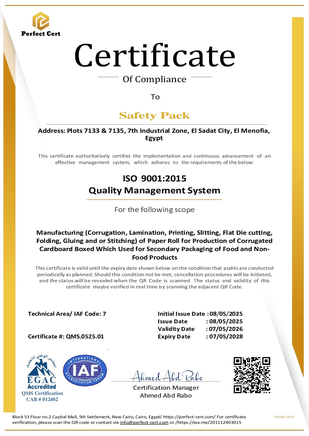 FP-004-13 Safety pack - ISO 9001